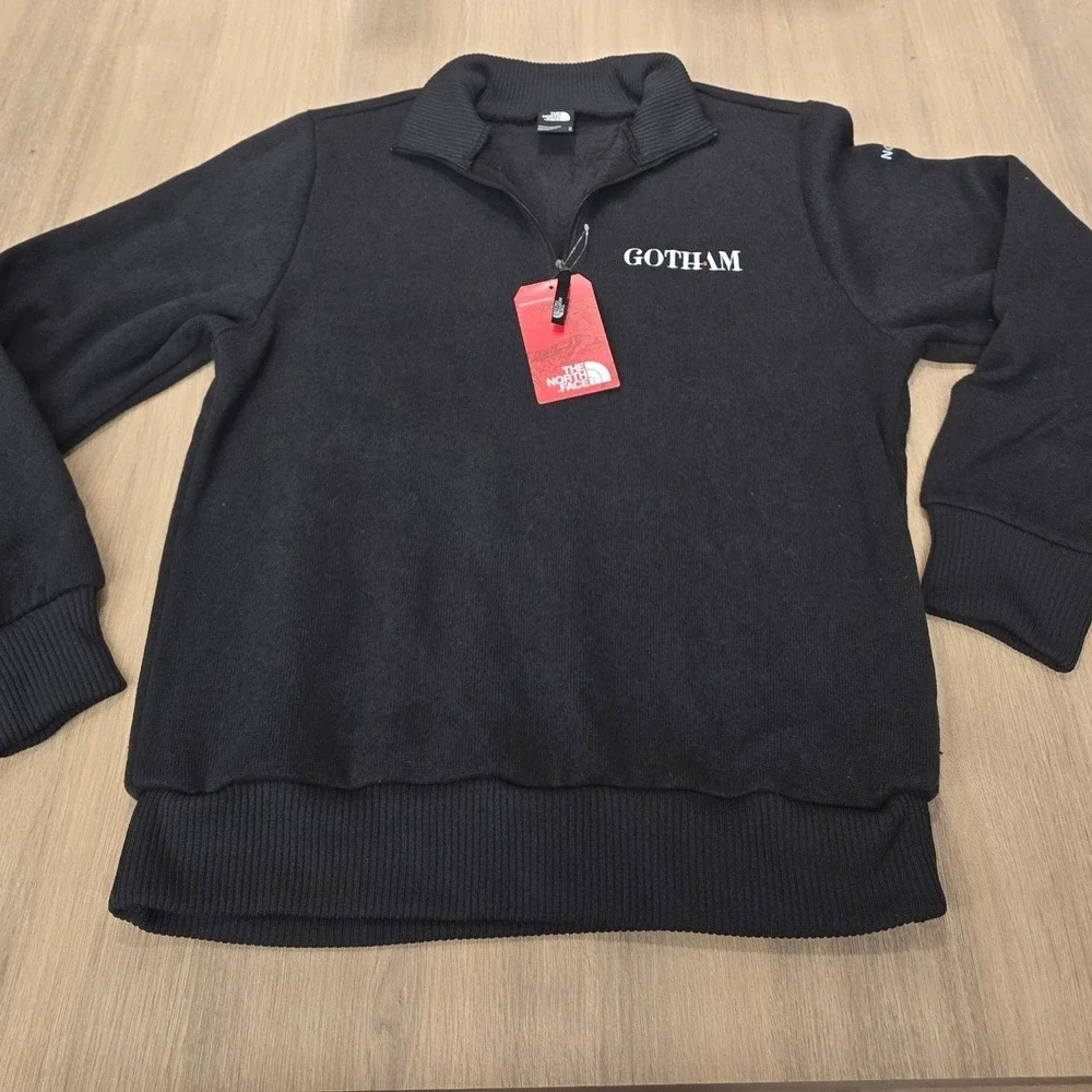 NWT‎ The North Face Mens Pullover Quarter Zip Sweater Fleece Medium Black Gotham